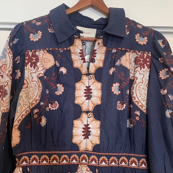 New Cleobella Leigh Paisley Cotton Linen Dress size Small in Navy - Picture 8 of 16